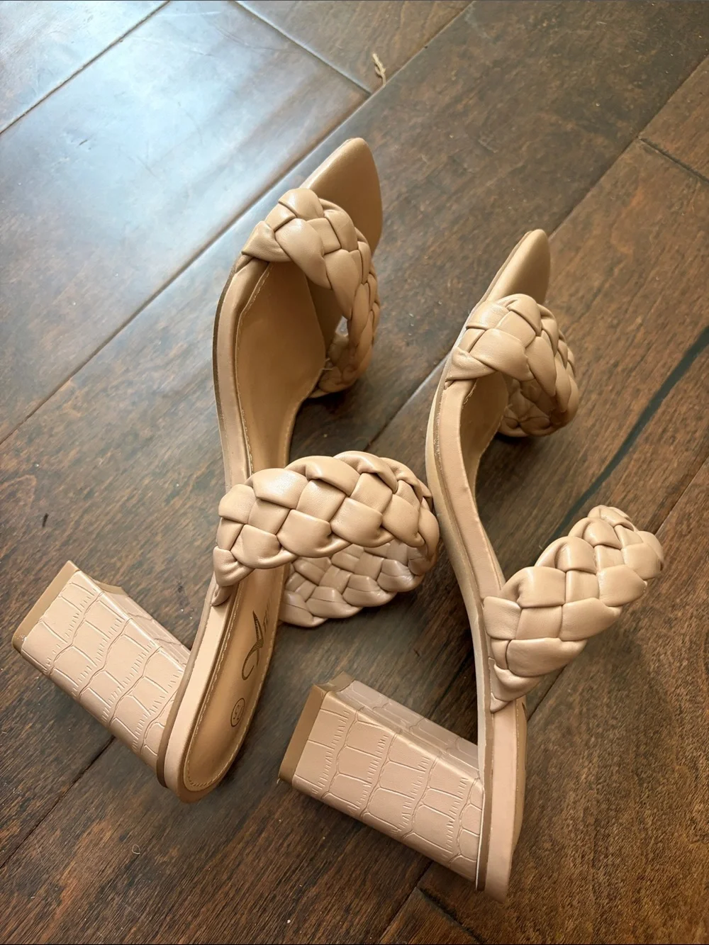 Braided Double-Strap Slide Sandal in Taupe